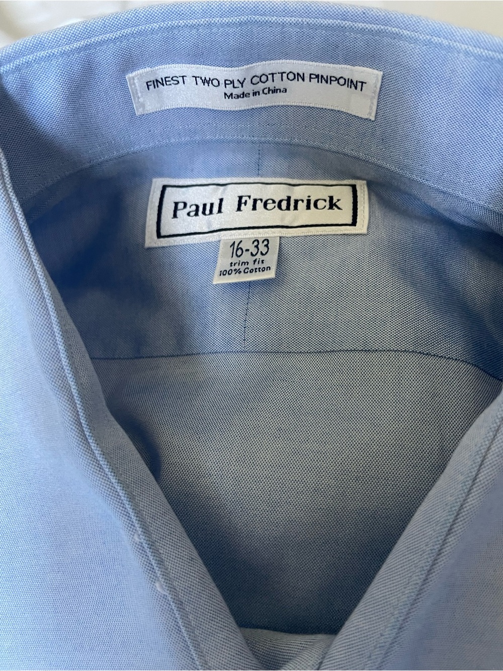 Paul Fredrick Light Blue Pinpoint Cotton Dress Shirt 16-33 Trim Fit French Cuff - Picture 3 of 6